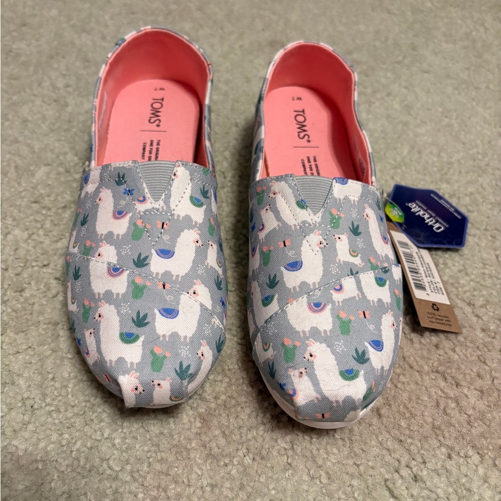 TOMS Slip-ons with Llama Print - Gray and Pink